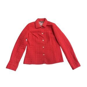Briggs New York Red Quilted Shirt Jacket Snap Button down Paisley Lined SZ 10